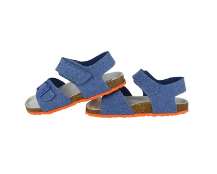 Sandalo in denim con fibbia e velcro