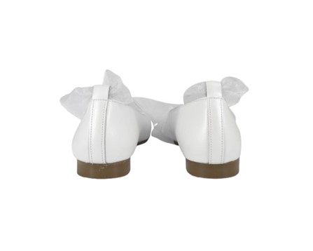 Ballerina in pelle con cinturino alla caviglia in organza