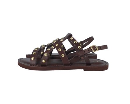 Sandalo in pelle con borchie e fibbia
