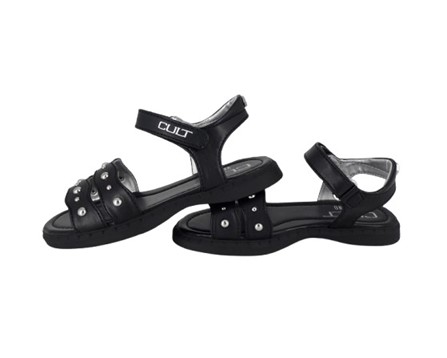 Sandalo in eco pelle con borchie e velcro