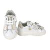 Sneaker primo passo in pelle con lacci e zip laterale