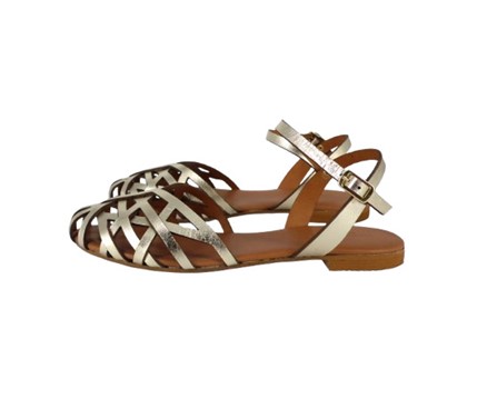 Sandalo in pelle laminata con fibbia