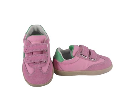 Sneaker primo passo in tessuto tecnico e camoscio con velcro