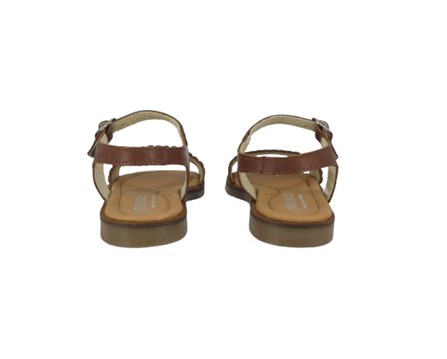 Sandalo in pelle con fiorellini traforati e fibbia