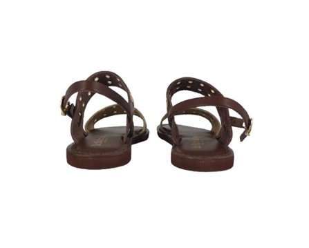 Sandalo in pelle con occhielli e fibbia