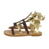 Sandalo alla schiava in eco pelle laminata e maculato