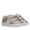 Sneaker in eco pelle e finitura glitterata con doppio velcro