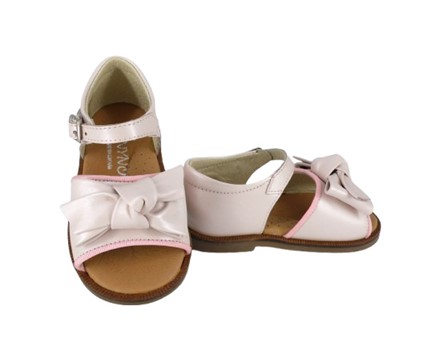 Sandalo primo passo in pelle con fiocco