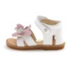 Sandalo in pelle con fiori e velcro