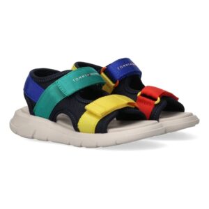 Sandalo in eco pelle con doppio velcro
