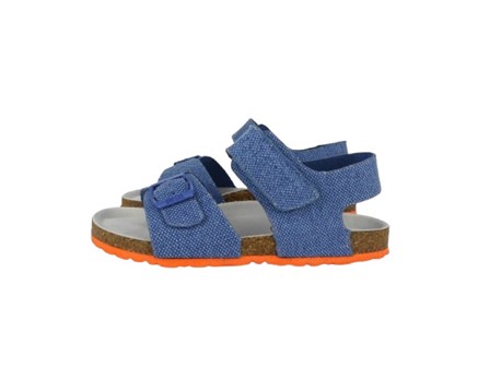 Sandalo in denim con fibbia e velcro