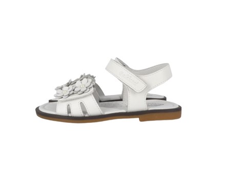 Sandalo in pelle con fiorellini e doppio velcro
