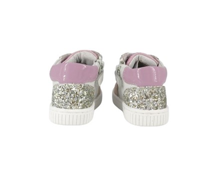 Sneaker primo passo in pelle con laacci e zip