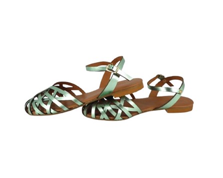 Sandalo in pelle laminata con fibbia