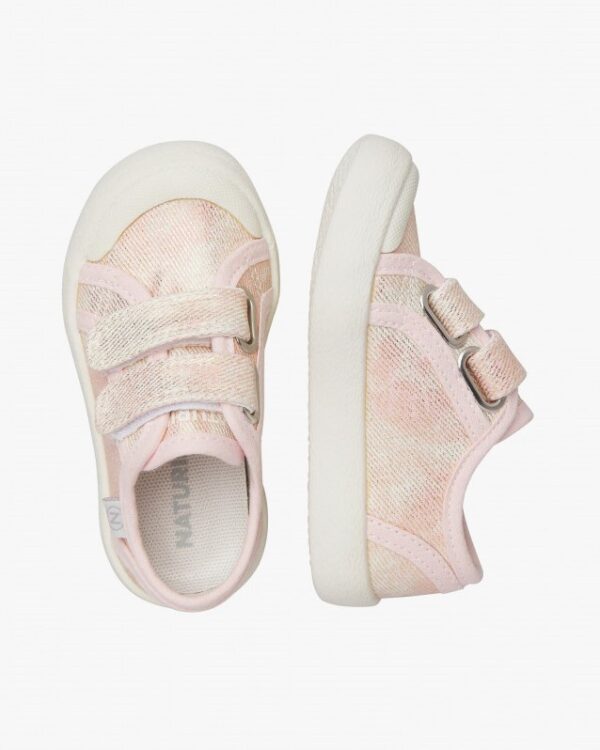 Sneaker in tela con finitura metallizzata e doppio velcro