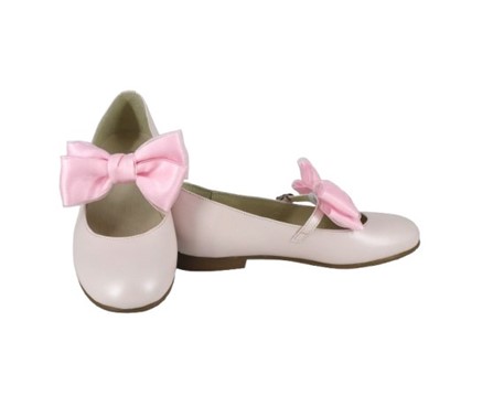 Ballerina in pelle con fiocco in raso rimovibile
