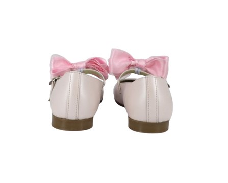 Ballerina in pelle con fiocco in raso rimovibile