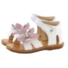 Sandalo in pelle con fiori e velcro