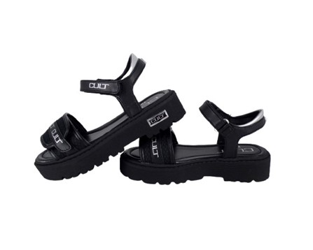 Sandalo in eco pelle con doppio velcro