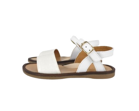 Sandalo fascia micro glitter e pelle con fibbia