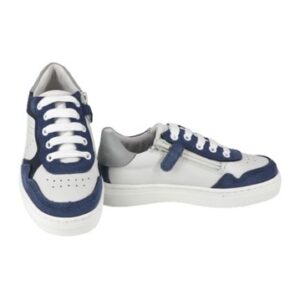 Sneaker in pelle con lacci e zip laterale