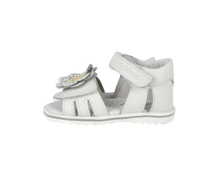 Sandalo primo passo in pelle con margherita e doppio velcro