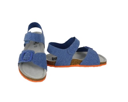 Sandalo in denim con fibbia e velcro