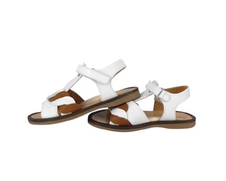 Sandalo in pelle fascia intrecciata con velcro