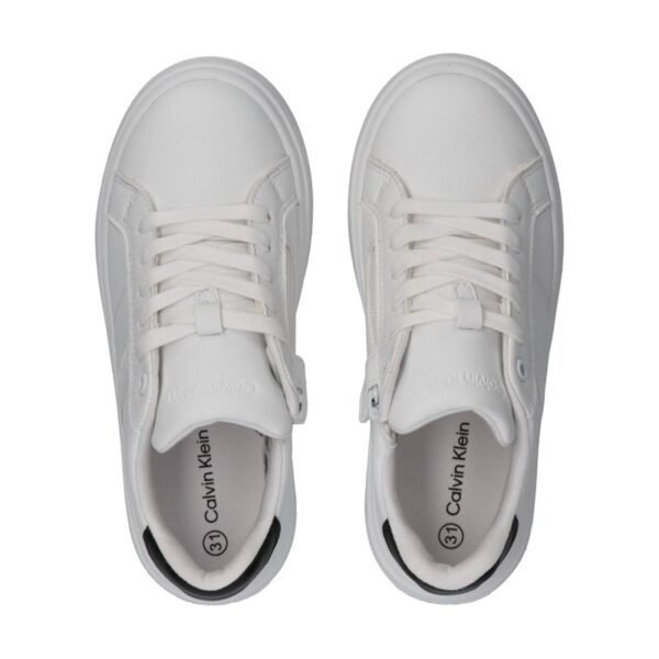Sneaker in ecopelle con lacci e zip laterale