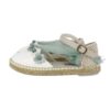 Espadrilles in tessuto con fiori e nastro in tulle