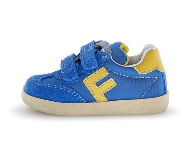 Sneaker primo passo in tessuto tecnico e camoscio con velcro