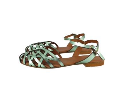 Sandalo in pelle laminata con fibbia