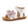 Sandalo in pelle con fiori e velcro