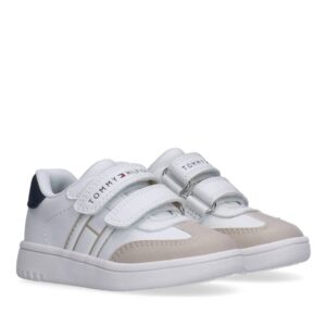 Sneaker bassa velcro beige/bianco/blu