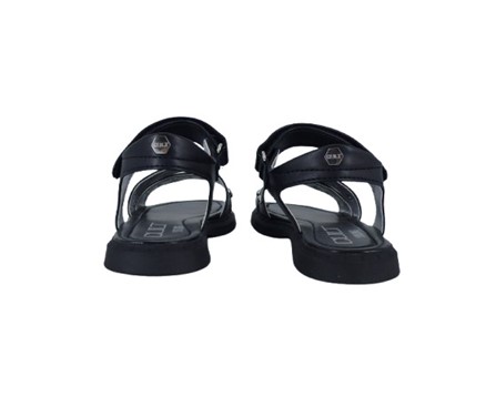 Sandalo in eco pelle con borchie e velcro