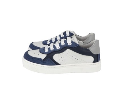 Sneaker in pelle con lacci e zip laterale