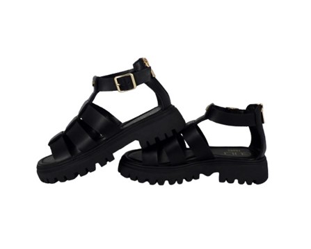 Sandalo in eco pelle con fibbia e zip posteriore