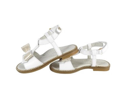 Sandalo in pelle con fiocco e cinturino alla caviglia