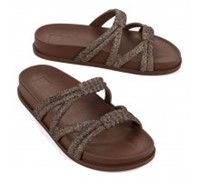 Sandalo con fasce in micro glitter