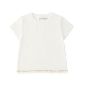T-shirt mezza manica con strass al fondo