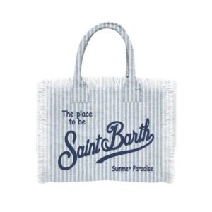 Borsa vanity mini in lino a righe