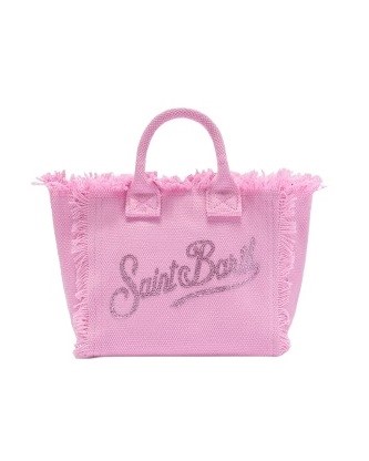 0C571DCEBB02C234B760EADA2D7A77B5_ Borsa vanity mini in canvas rosa con logo in strass