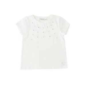 T-shirt mezza manica con applicazioni fiori