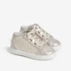 Sneaker primo passo laminata con pailettes lacci e zip