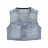 Gilet in denim a righe