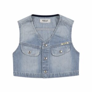 Gilet in denim a righe