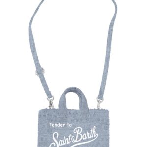 Borsa porta telefono in lino effetto denim