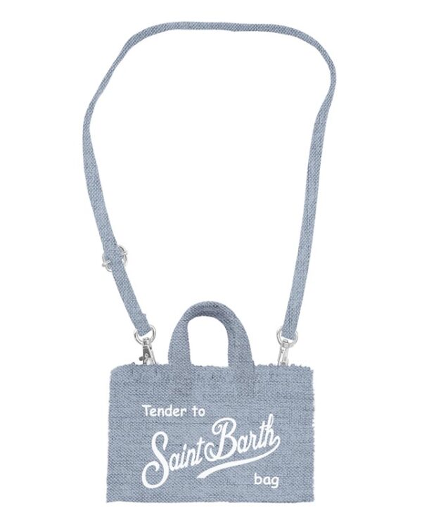 Borsa porta telefono in lino effetto denim