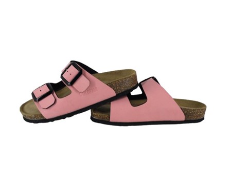 Ciabatta in eco pelle con doppie fibbie