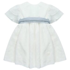Vestito mezza manica ricamato con fiocco sul retro